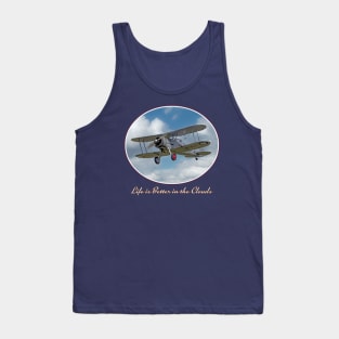 Vintage Biplane - Cool retro plane "Life is Better in the Clouds" Tank Top